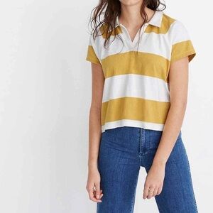 Madewell Yellow and White Striped Blouse